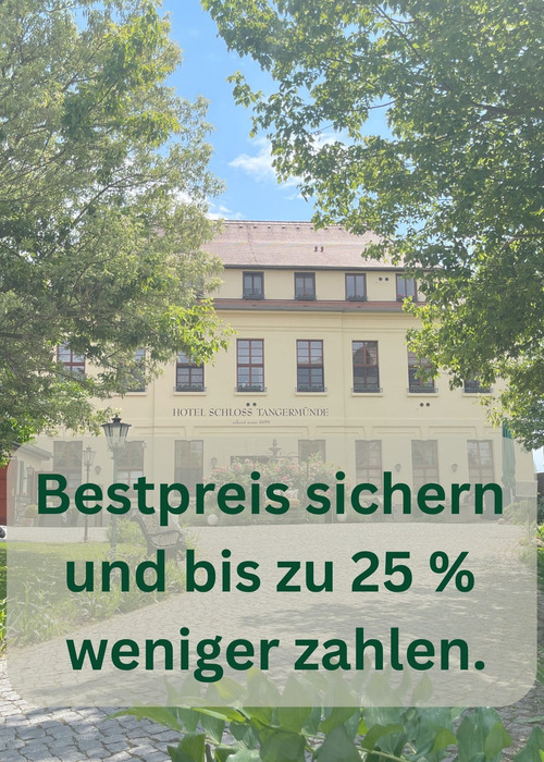 Bestpreis sichern und bis zu 25% sparen. Hofansicht des Hotel Schloss Tangermünde mit Bäumen im Vordergrund